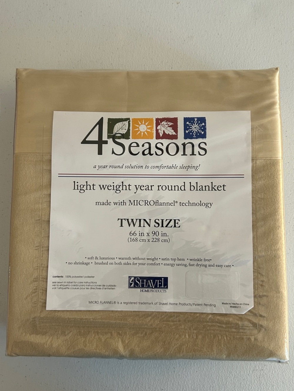 4Seasons Twin Lightweight Year Round Blanket - Gold